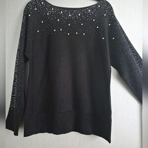 Spanner Rhinestone And Pearl Embellishment Sweater Sz Medium
